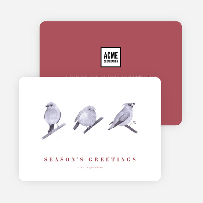 Three Wise Birds Business and Corporate Holiday Cards - Red