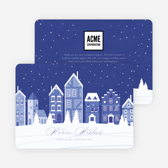 Winter Street Business and Corporate Holiday Cards - Blue