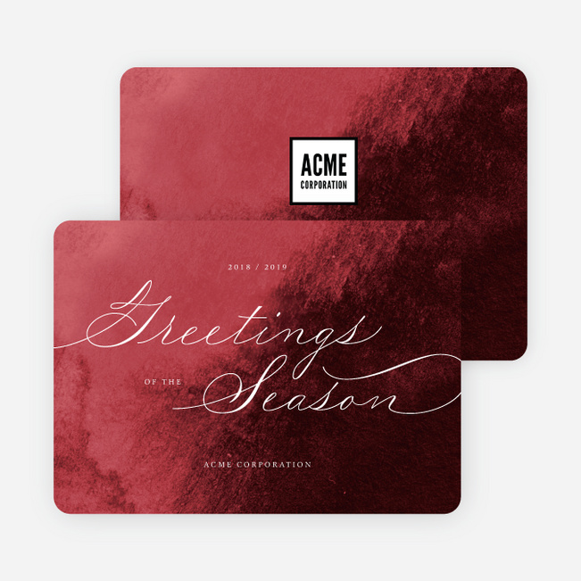 Delicate Script Business and Corporate Holiday Cards - Red