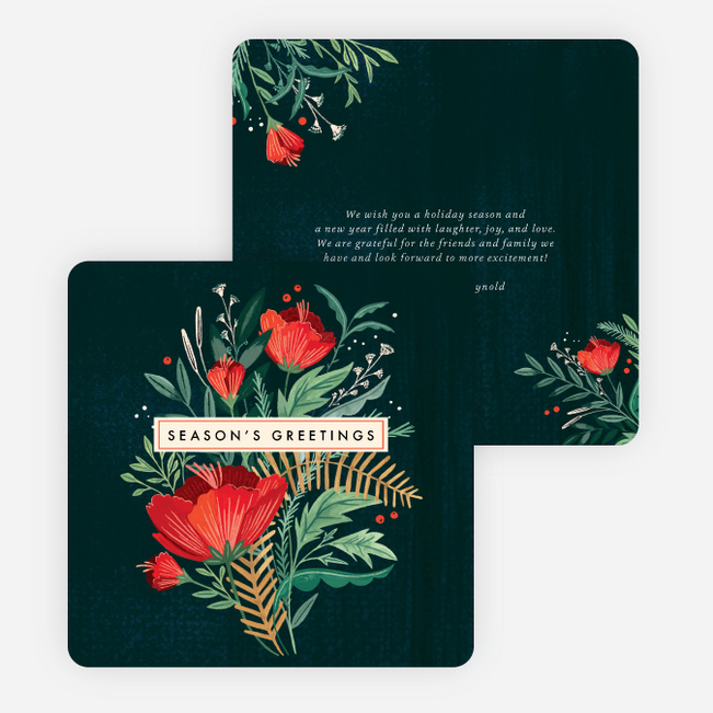 Holiday Bouquet Multi Photo Holiday Cards - Multi