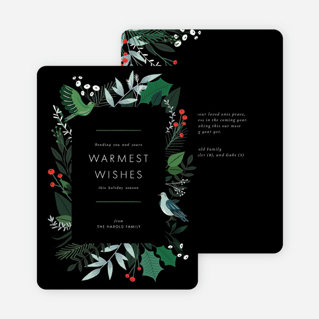 Lush Greenery Multi Photo Holiday Cards - Multi