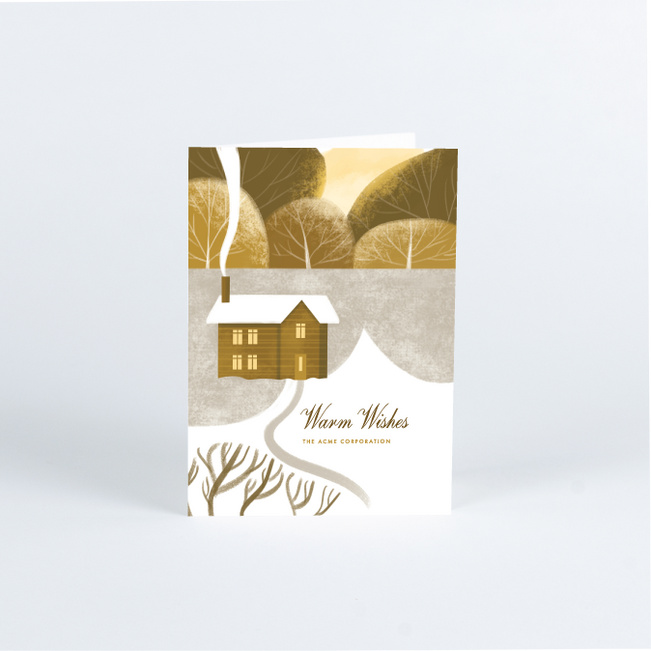 Cozy Cabin Business and Corporate Holiday Cards - Yellow