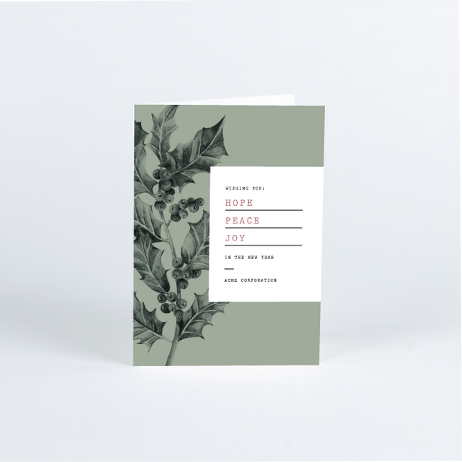 Holly Book Cover Business and Corporate Holiday Cards - Green