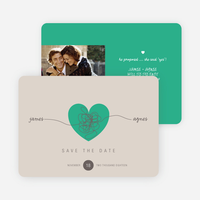 Tying the Knot Save the Date Cards - Green