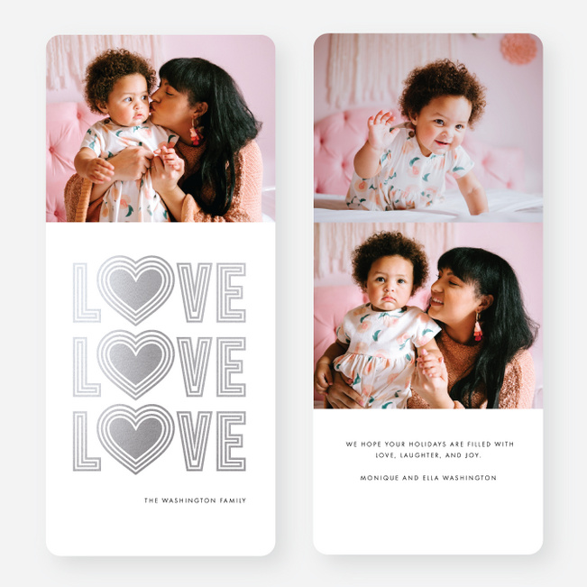 Love Always Wins Multi Photo Holiday Cards - Gray