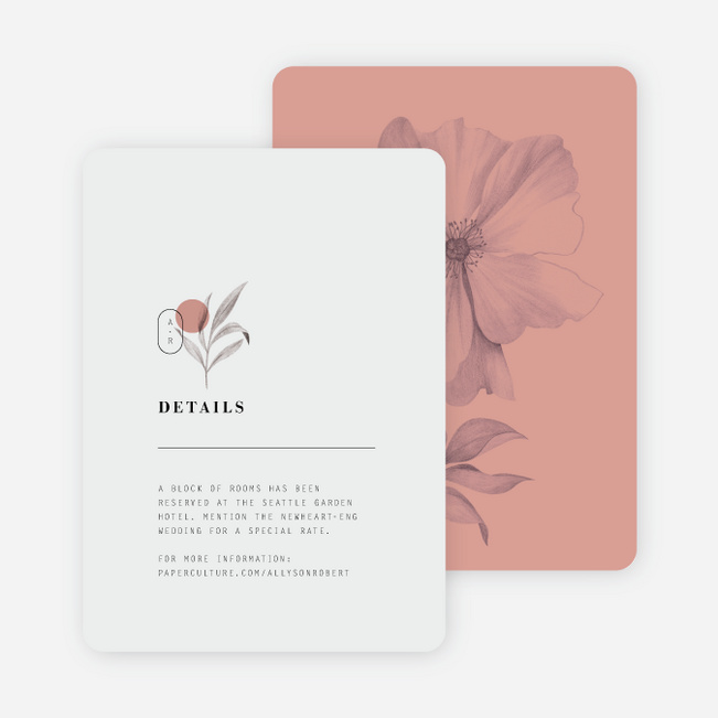 Artistic Flowers Wedding Information Cards - Pink