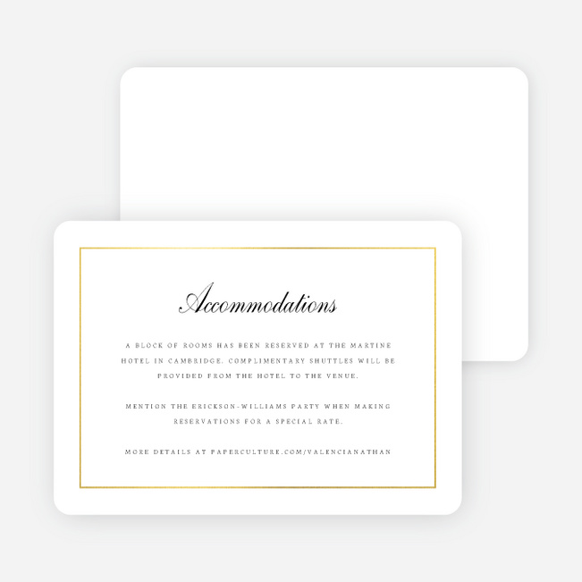 Classic Style Wedding Information Cards - Yellow