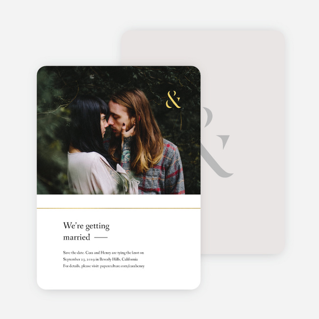 Foil Cornerside Save the Date Cards - White