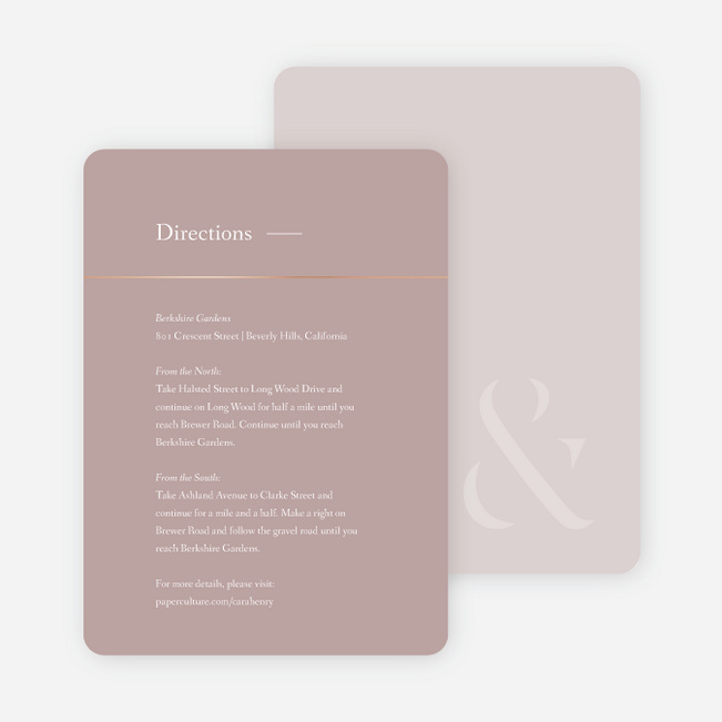 Foil Cornerside Wedding Information Cards - Pink