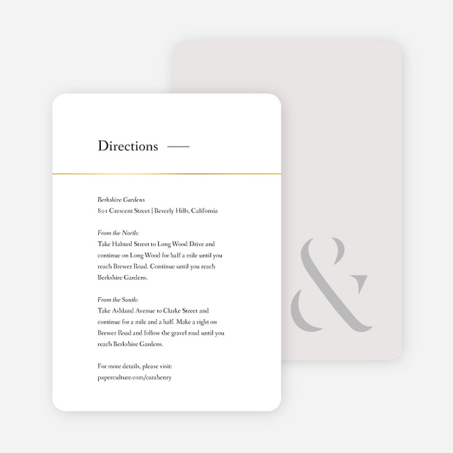 Foil Cornerside Wedding Information Cards - White