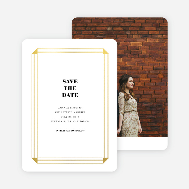 Foil On a Scroll Save the Date Cards - Black