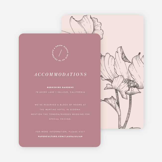 Surprise Flowers Wedding Information Cards - Pink