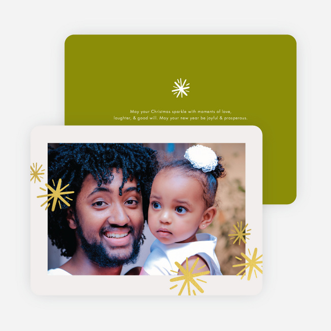 Foil Sparkle Border Holiday Cards - Green
