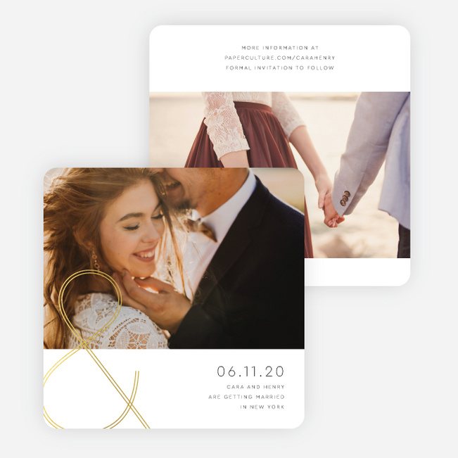 Foil You & Me Wedding Save the Date Cards - Yellow