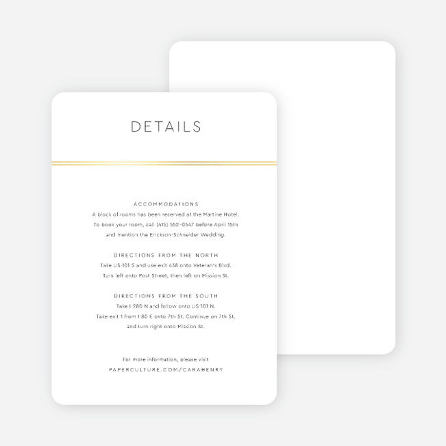 Foil You & Me Wedding Wedding Information Cards - Yellow