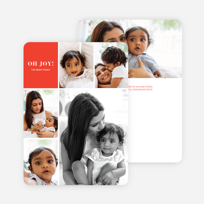 Joy Grid Holiday Cards - Red