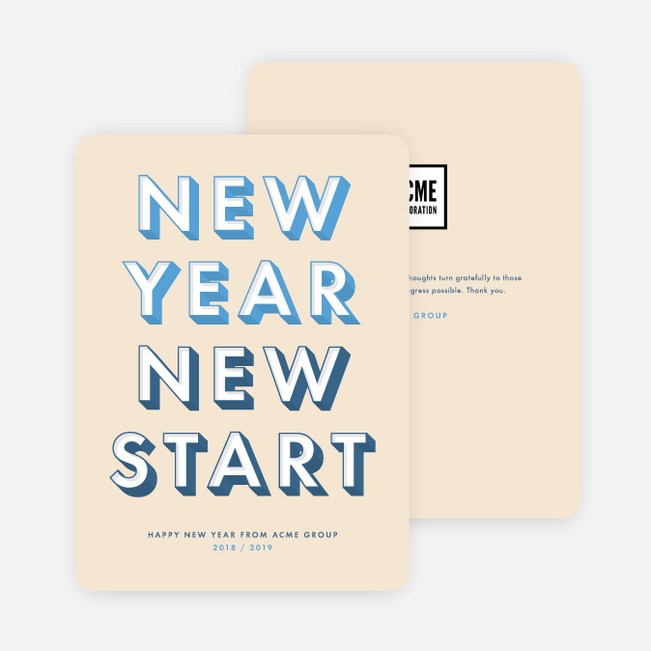 Dimensional Letters Corporate Holiday Cards - Blue