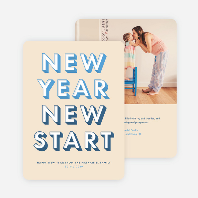New Start New Year Cards - Blue
