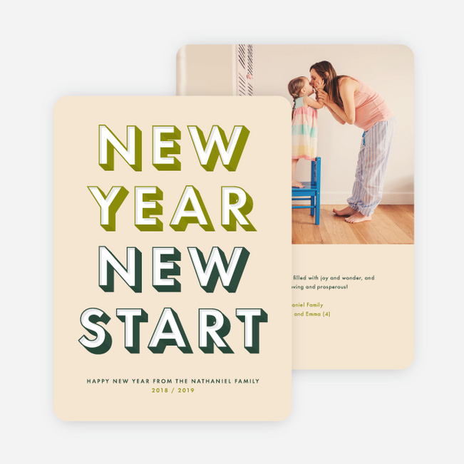 New Start New Year Cards - Green