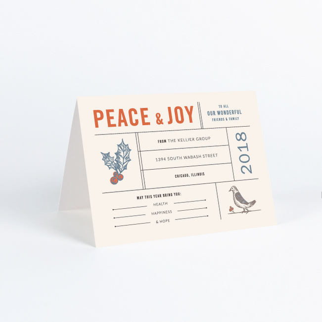 Holly, Peace & Joy Corporate Holiday Cards - Beige