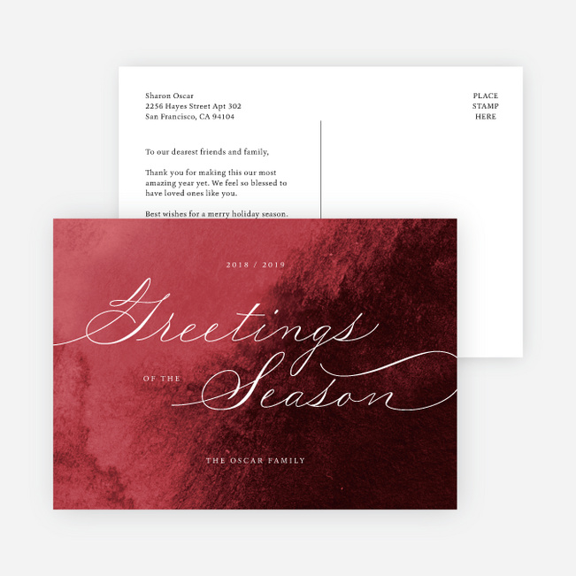Delicate Script Multi Photo Holiday Cards - Red