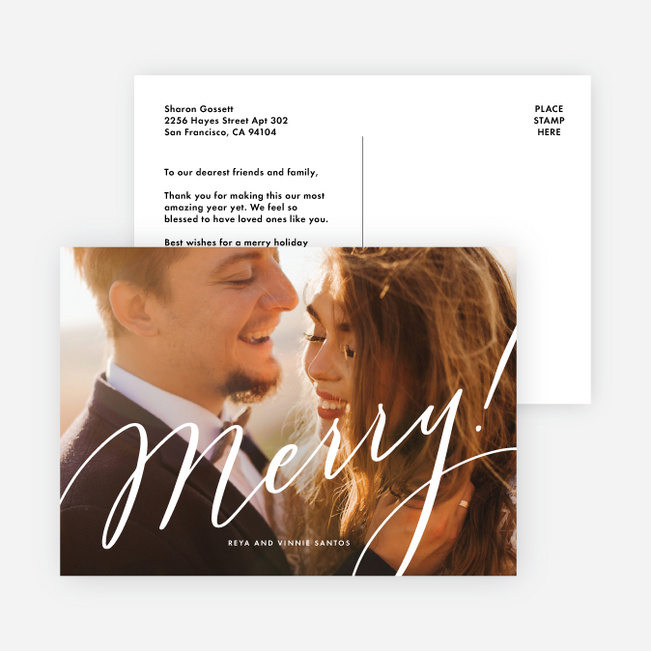 Merry Greeting Christmas Photo Cards & Holiday Photo Cards - White