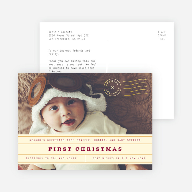 Vintage Postcard Christmas Cards - Yellow