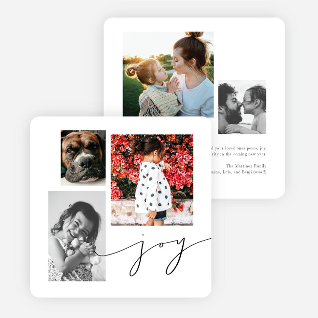 Festive Script Multi Photo Holiday Cards - Black