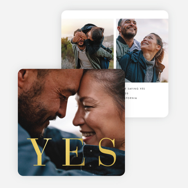 Foil Definitive Yes Save the Date Cards - Yellow
