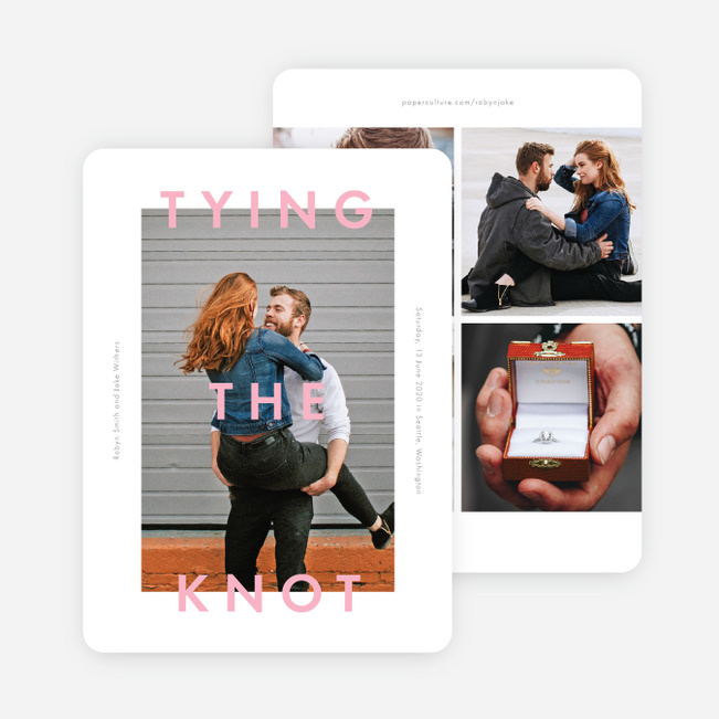 Balancing Act Save the Date Cards - Pink