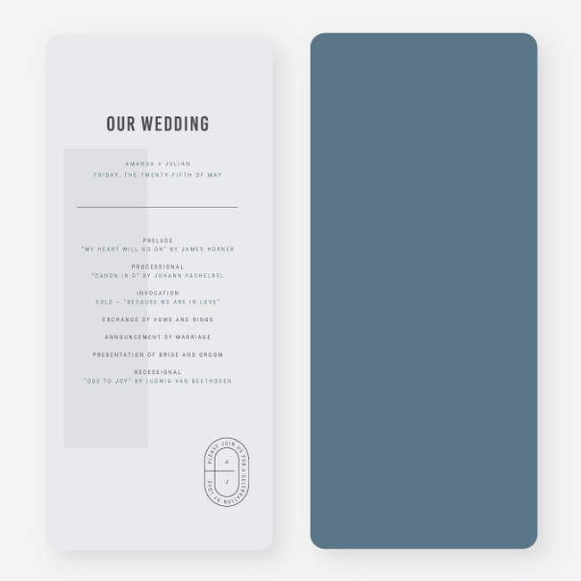 Artisanal Details Wedding Programs - Blue