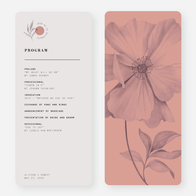 Artistic Flowers Wedding Programs - Pink
