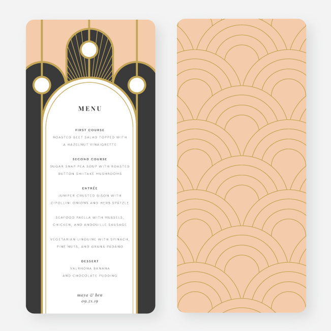 Deco Arches Wedding Menus - Pink