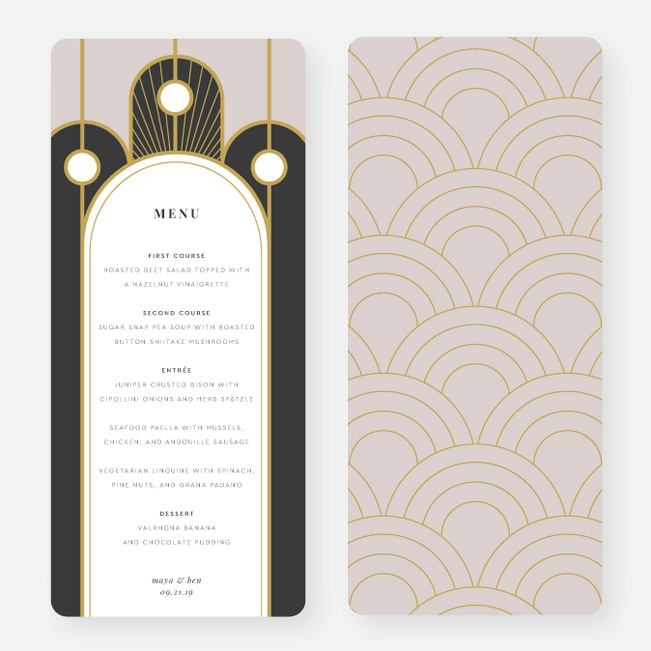 Deco Arches Wedding Menus - Beige