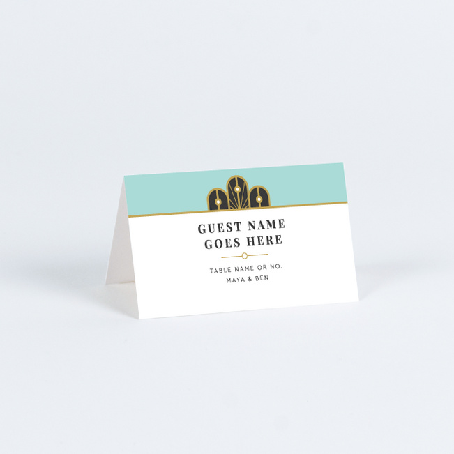 Deco Arches Wedding Name Cards & Place Cards - Blue