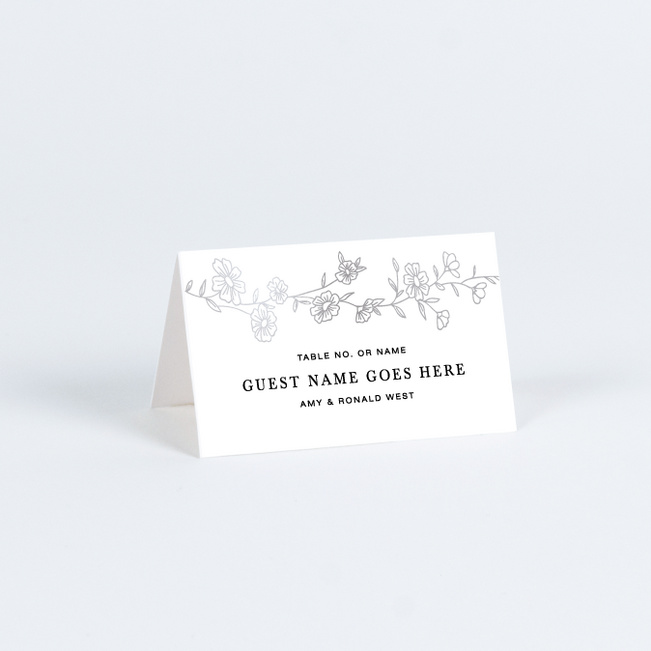 Elegant Roses Wedding Name Cards & Place Cards - Gray