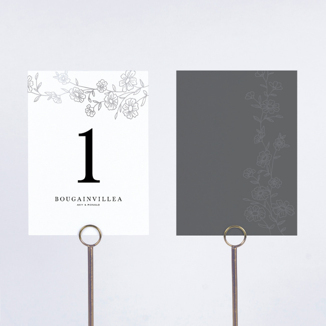 Elegant Roses Wedding Table Cards - Gray