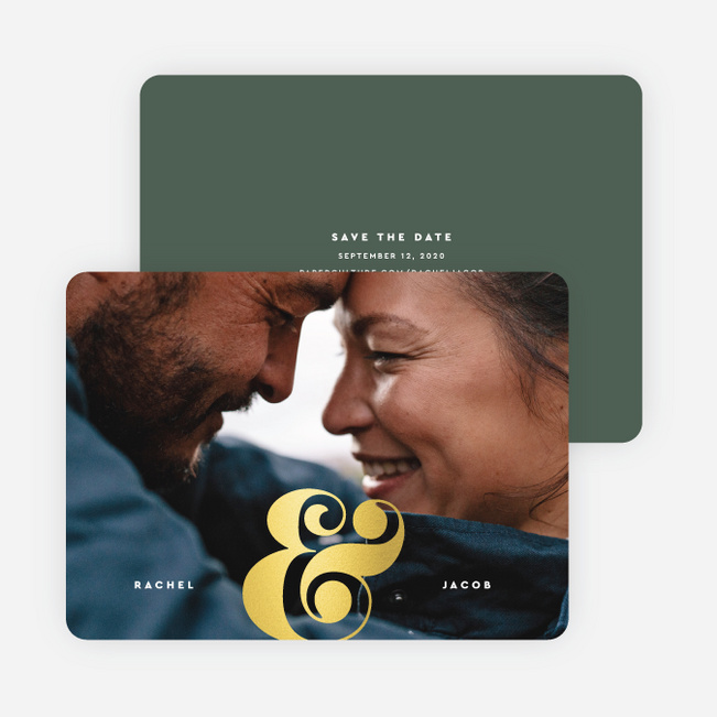 Foil Boldly Simple Save the Date Cards - Green