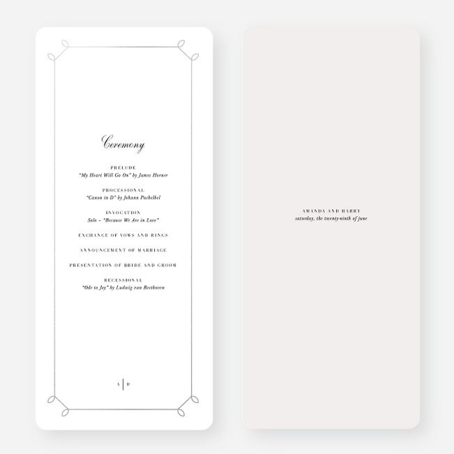 Foil Elegant Scroll Wedding Programs - Gray