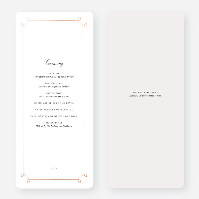 Foil Elegant Scroll Wedding Programs - Pink