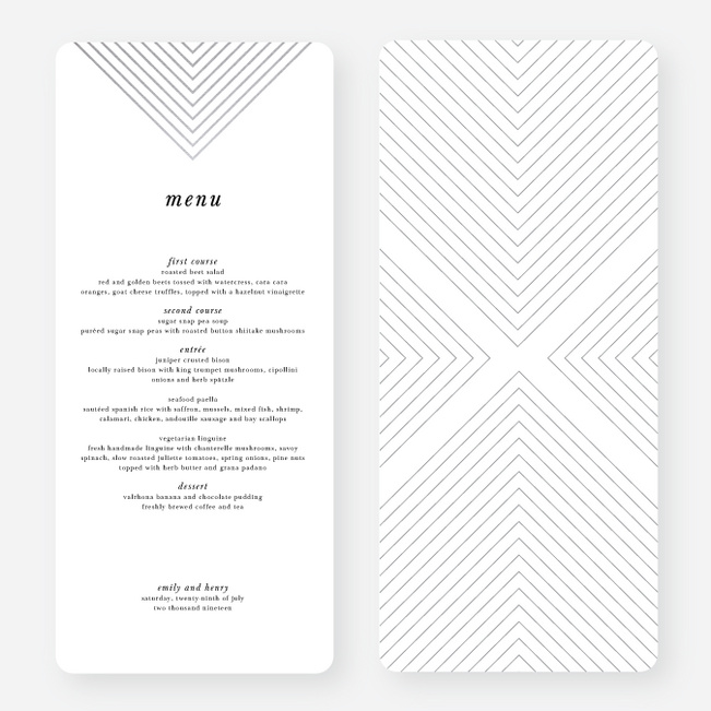 Foil Mirrored Angles Wedding Menus - Gray