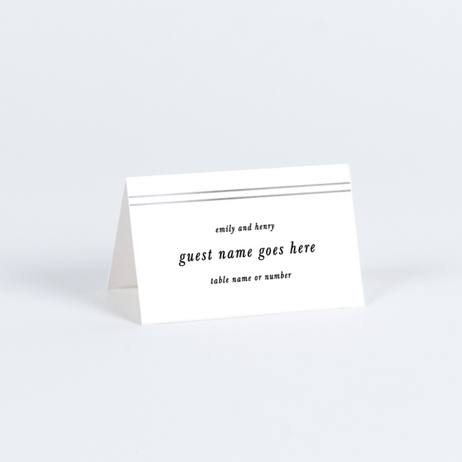 Foil Mirrored Angles Wedding Name Cards & Place Cards - Gray