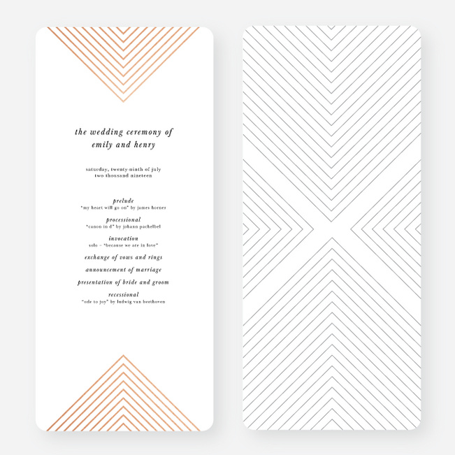 Foil Mirrored Angles Wedding Programs - Pink