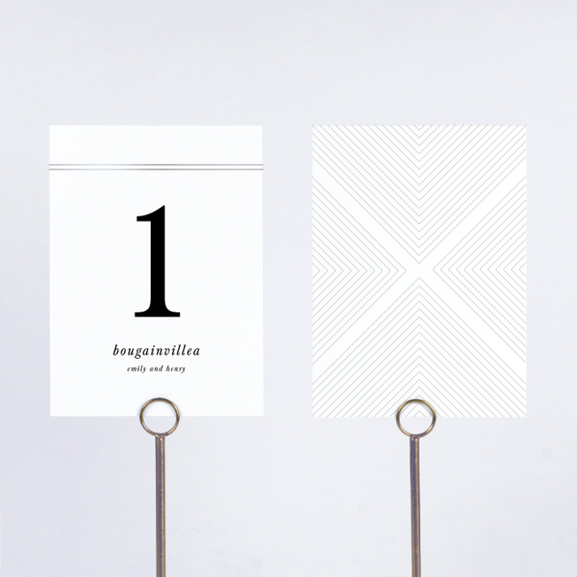 Foil Mirrored Angles Wedding Table Cards - Gray