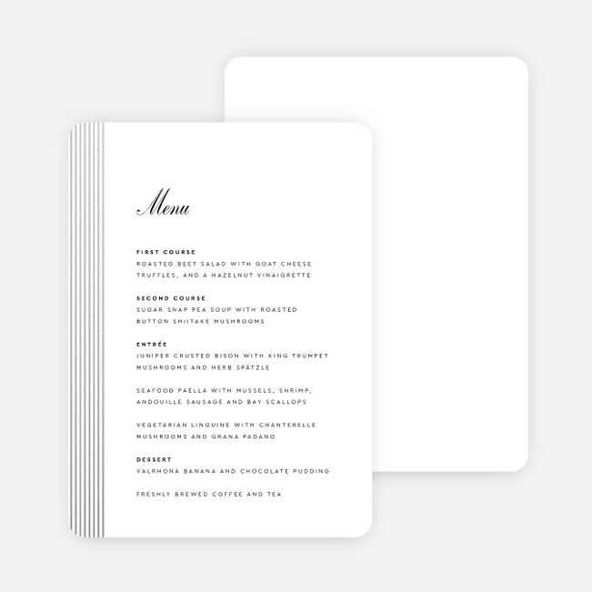 Foil Sidebar Wedding Wedding Menus - Gray