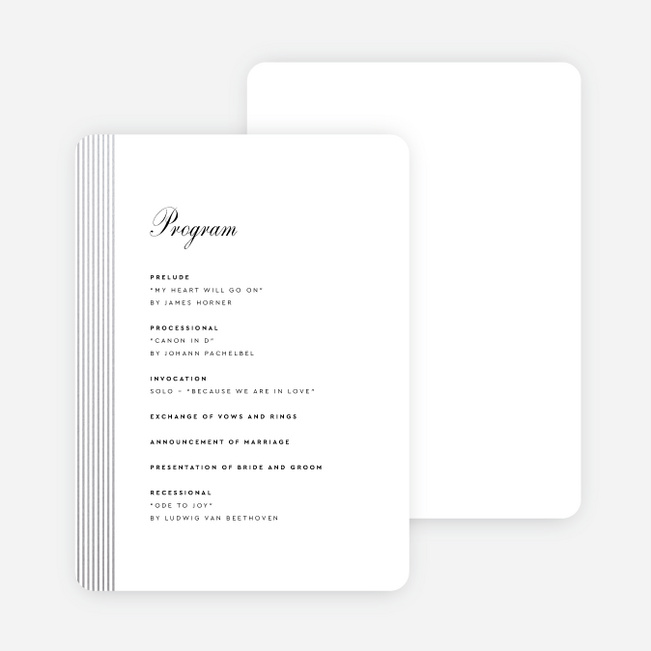 Foil Sidebar Wedding Wedding Programs - Gray