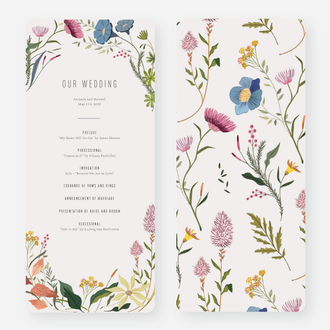 Herbs & Wildflowers Wedding Programs | Paper Culture