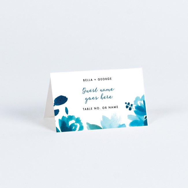 Bohemian Floral Wedding Name Cards & Place Cards - Blue