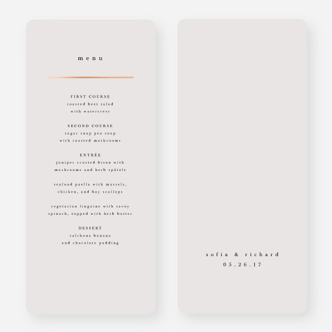 Less is More Wedding Menus - Beige