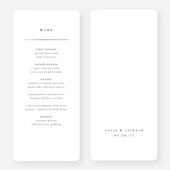 Less is More Wedding Menus - White